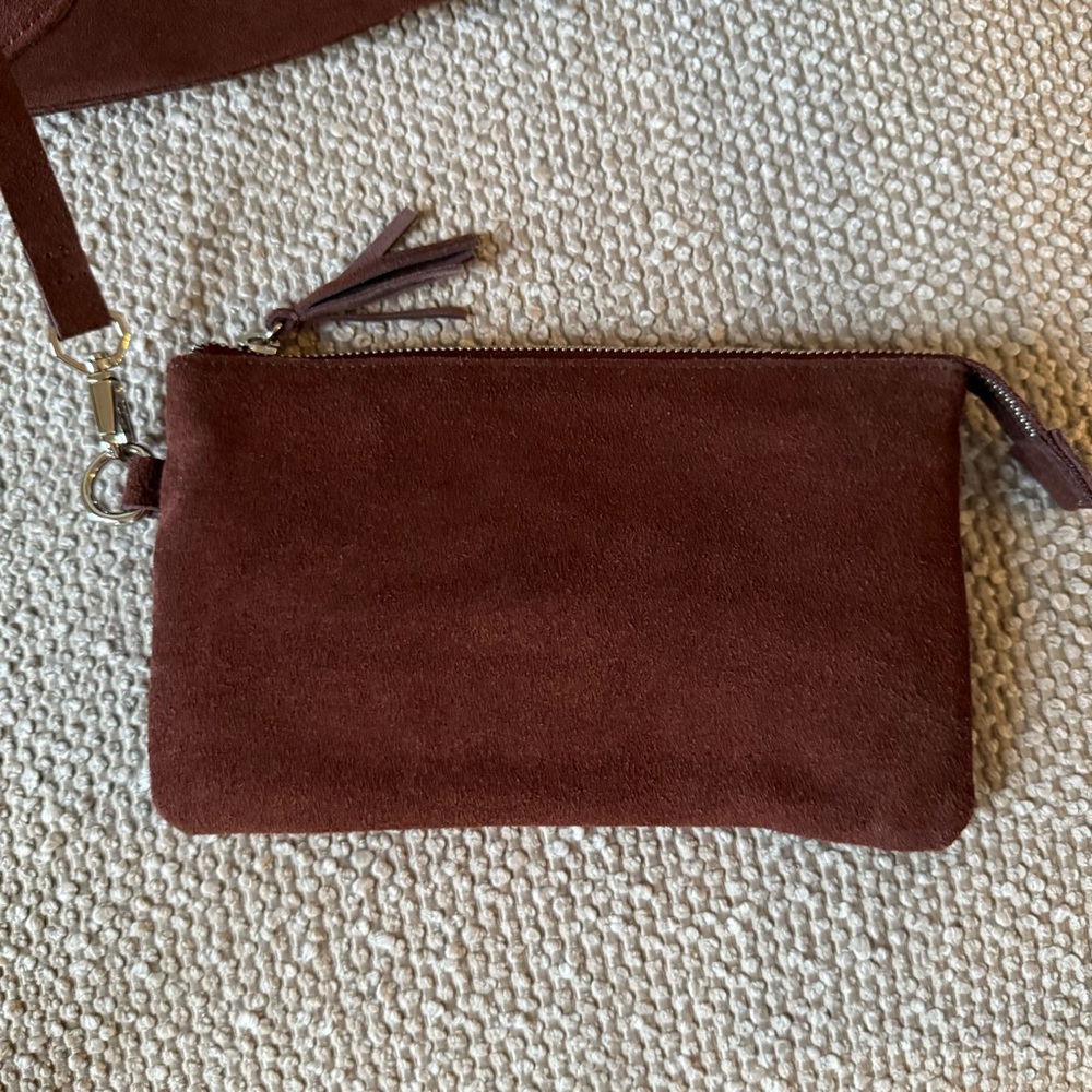 M.I.L.A. MILA chocolate Brown authentic leather Suede lined Tote Bag EUC - Picture 4 of 8